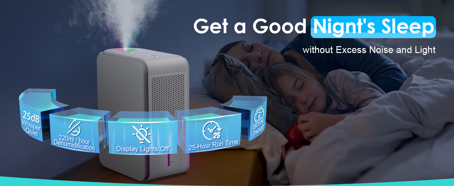 Dehumidifier and Humidifier Combo 2 in 1(350 Sq. Ft)for Bedroom with 7 Color Light