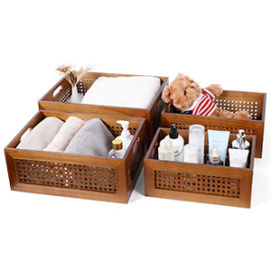 Handmade Wooden Drawer Storage Box with Frame & Handles