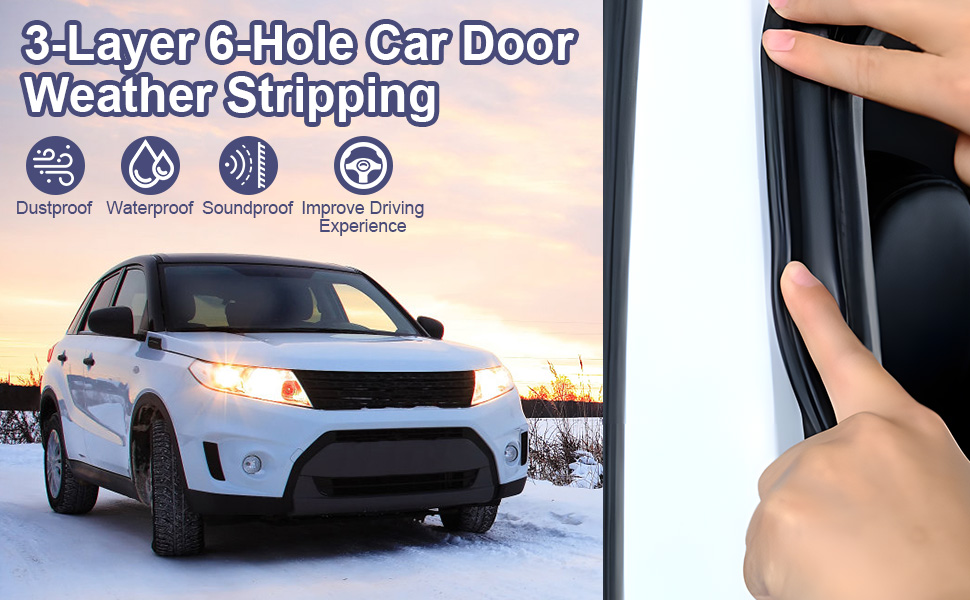 alophoty 16.8 Ft Car Door Seal Strip, 3 Layer Pyramid