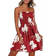 CHICGAL Summer Dresses for Women Beach Cover Ups Strapless Boho Floral Print Sundress