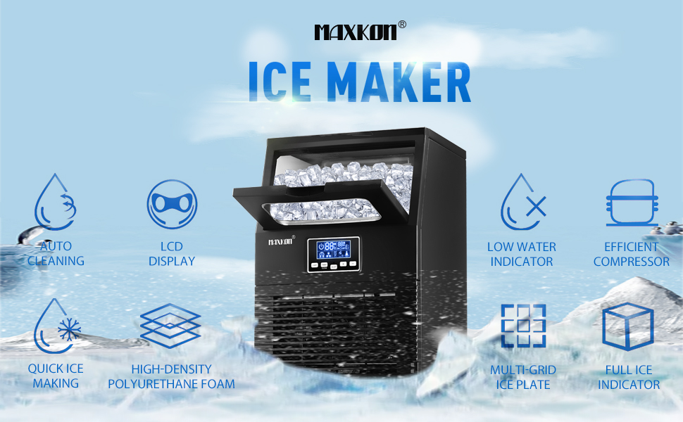 Maxkon 38kg Commercial Ice Cube Maker Machine Home Benchtop Countertop