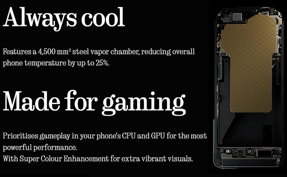 Internal smartphone cooling system and gaming performance features.
