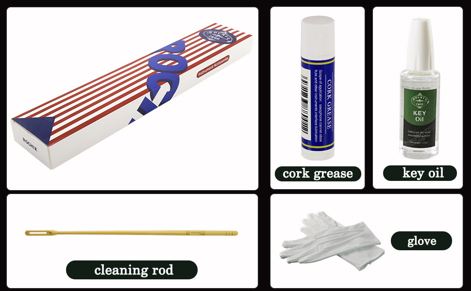 Flute Cleaner Care Cleaning Kit,Maintenance Kit,Key Oil,Cork Grease,Swab,Cleaning Cloth,Cleaning