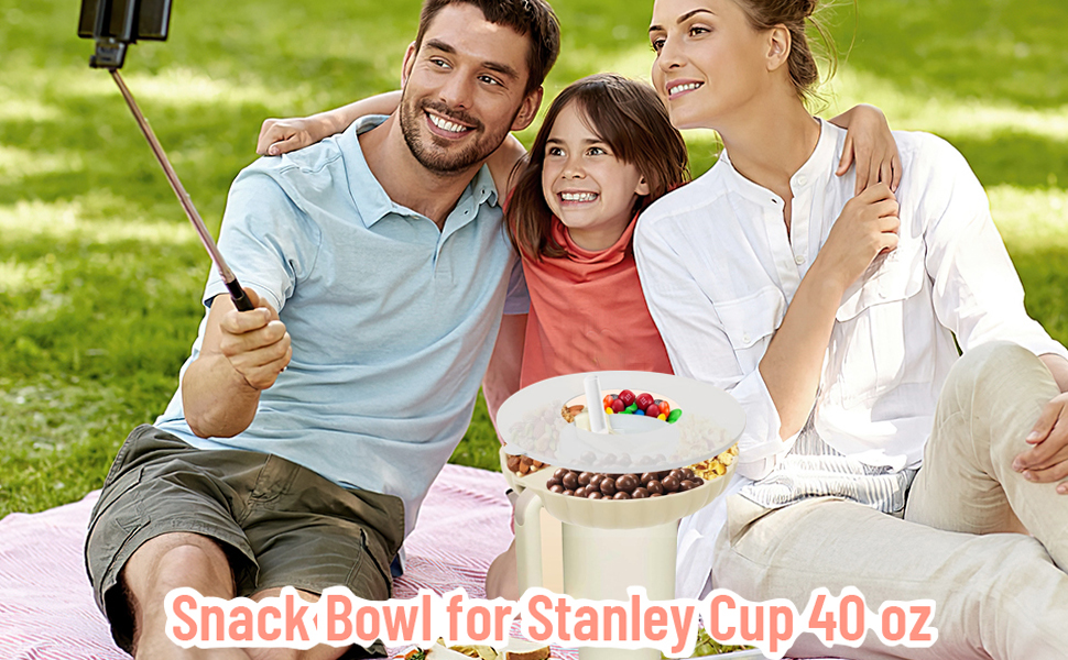 Silicone Snack Tray with Lid for Stanley Cup 40 oz, Pink Snack Bowl for 40oz Tumbler with handle, Stanley Cup Accessories with Spill Stopper Set and Protective Boot for Car Cup Holder Home Party 9 1