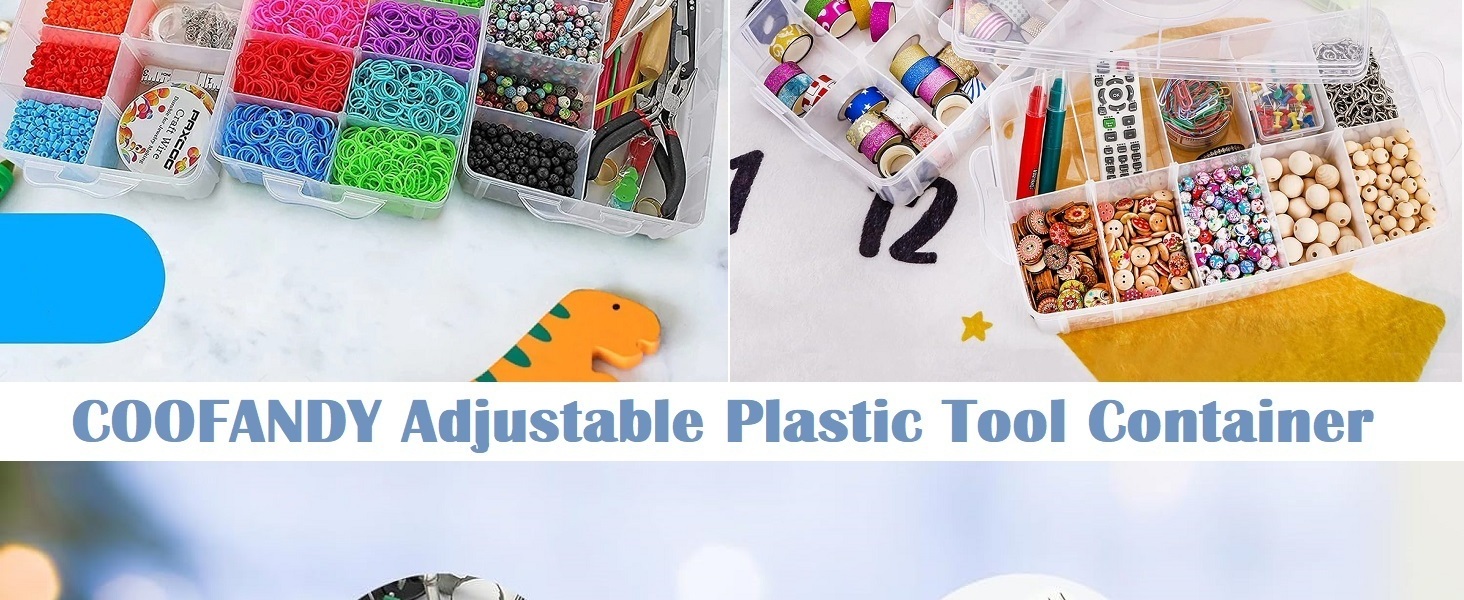 Plastic Storage Box for Toys Arts and Crafts,Fuse Beads, Washi Tapes