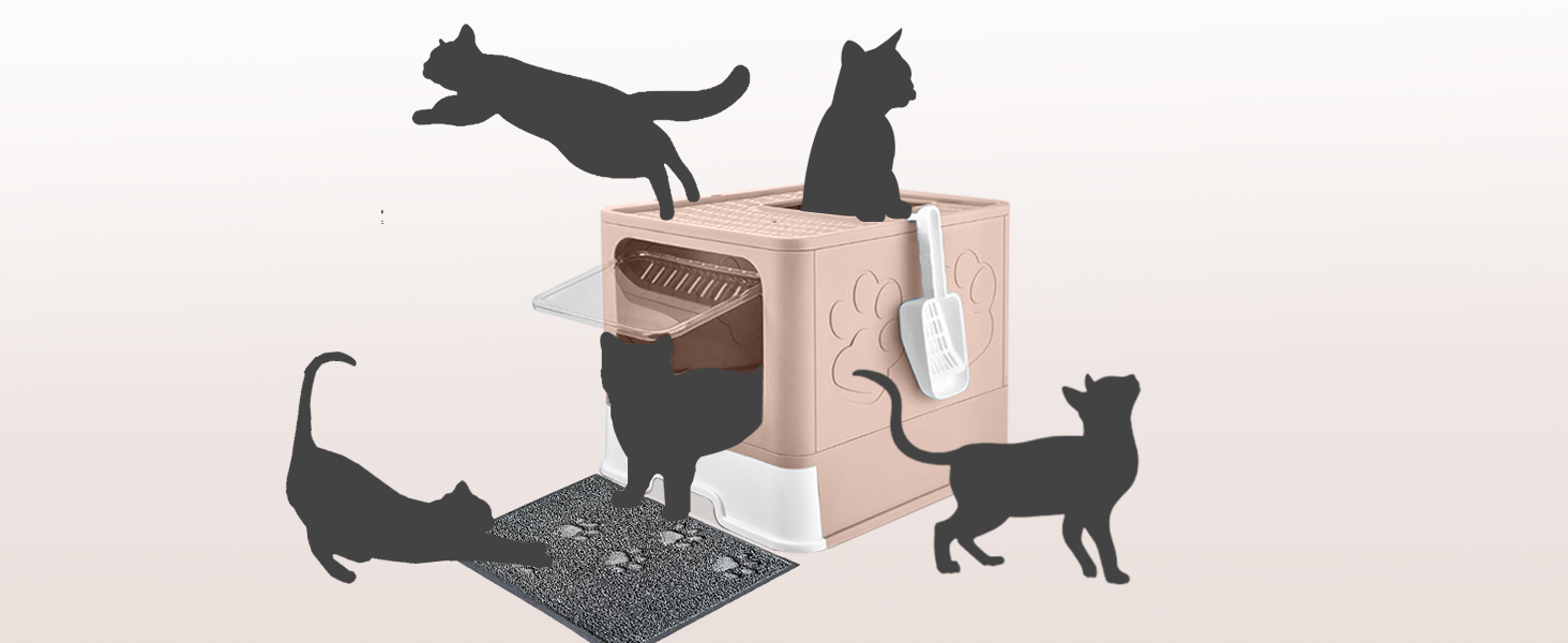 Upgrade Portable Litter Box, Top Entry Cat Litter Box with