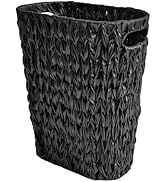 Coeusy 5 Gallon Wicker Trash Can,Black Bathroom Trash Can,Wicker Trash Basket with Handles,Handwo...