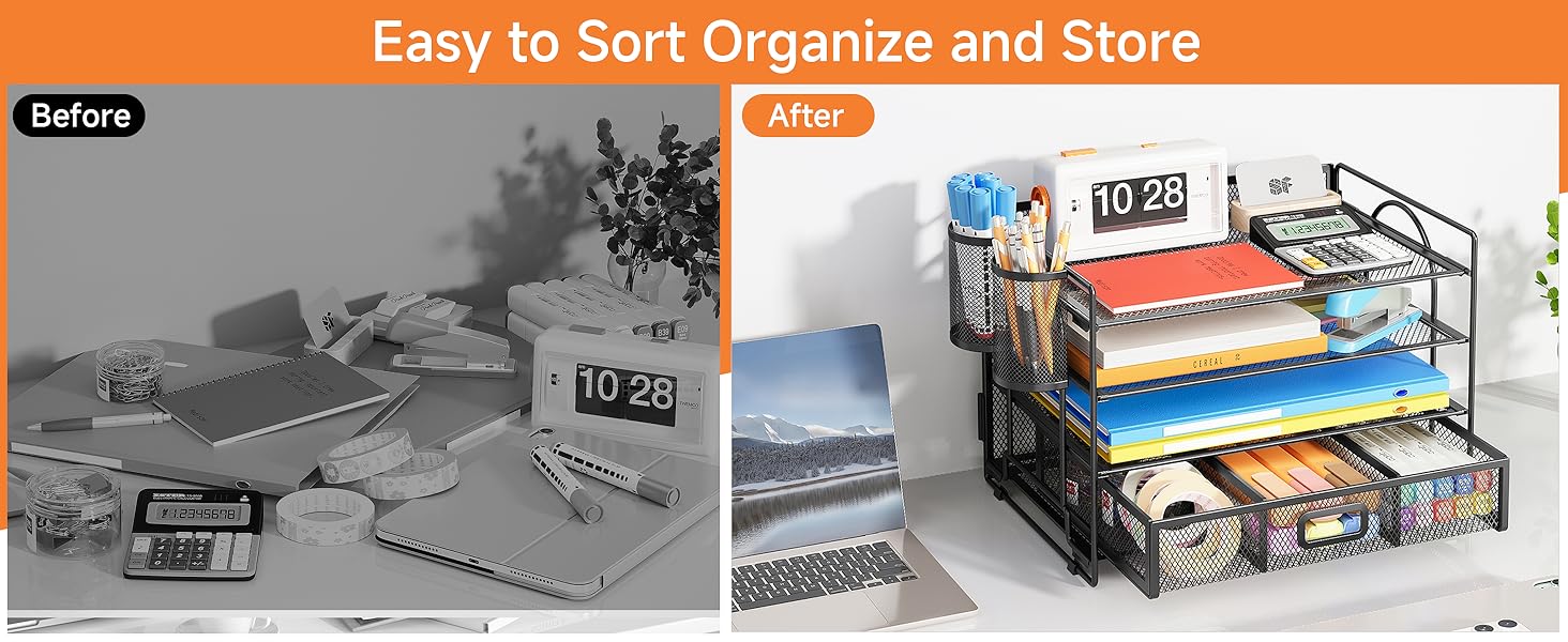 4 Tier Desk Organizer  with 2 Pen Holders