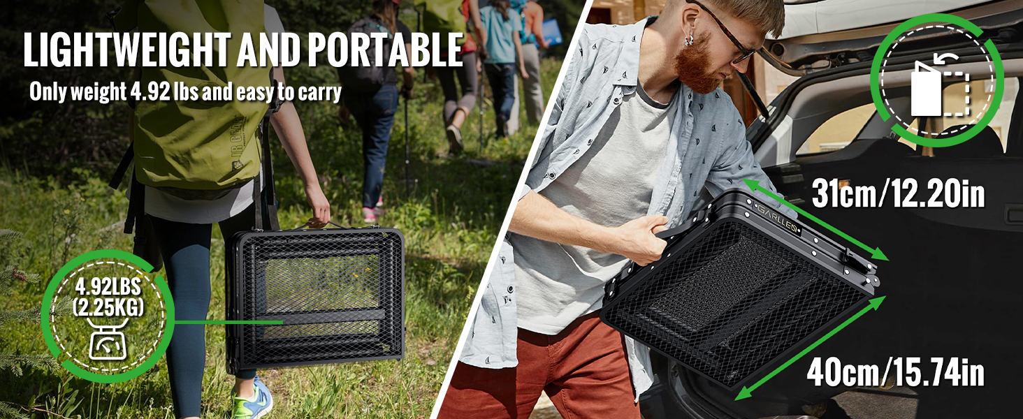 Portable camping or outdoor equipment with measurements shown: 31cm/12.20in and 40cm/15.74in dimensions indicated.