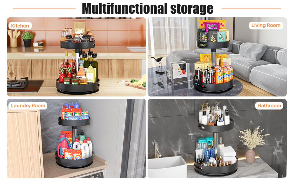 Lazy Susans Organizer 2 Tier Metal Steel Turntable