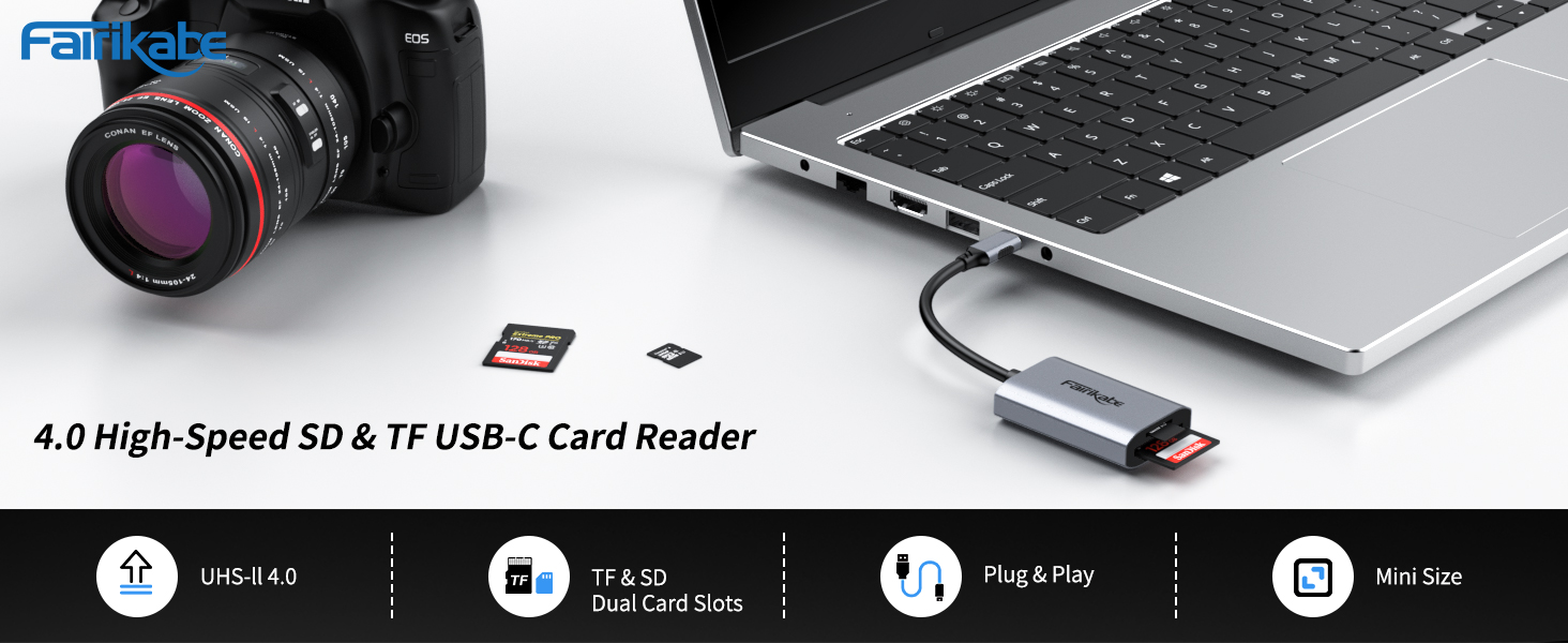 USB C SD 4.0 Card Reader, UHSII 2in1 USB C to SD Card
