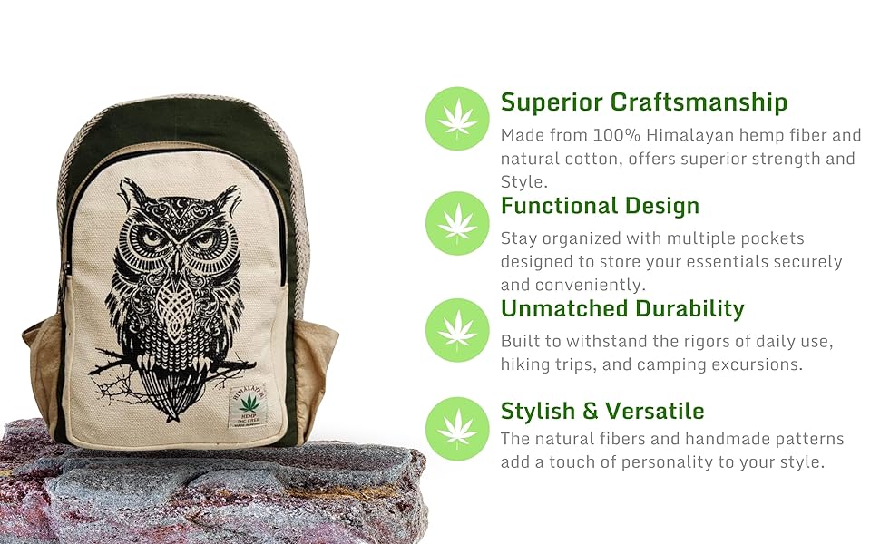 Owl Print Hemp bag