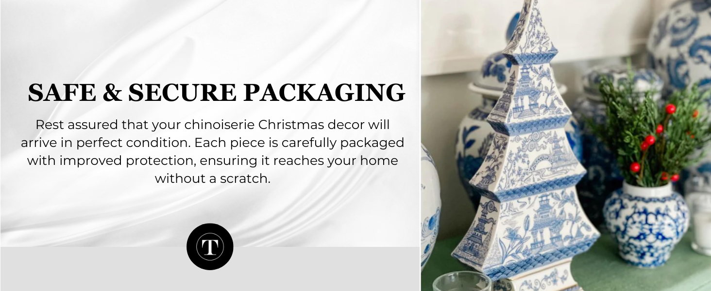 Two's Company Inc. White & Blue Ceramic Christmas Tree, 12