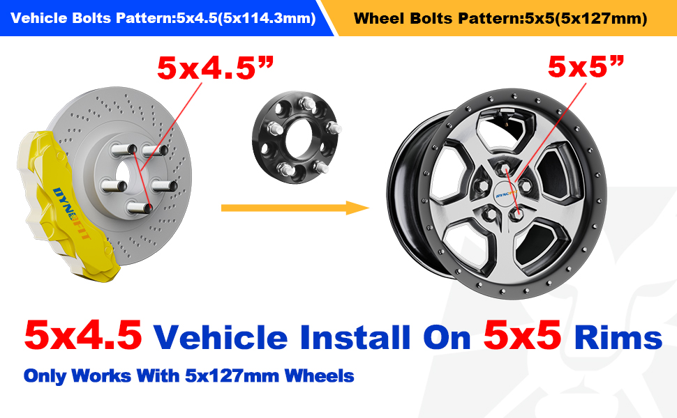 1Pc 5x4.5 to 5x5 Wheel Adapters for Je/ep Spare Tire Jk Wk