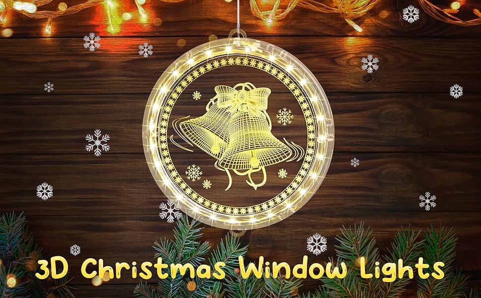 Christmas Window Lights 3D Christmas Window Decoration Lights 6.29in