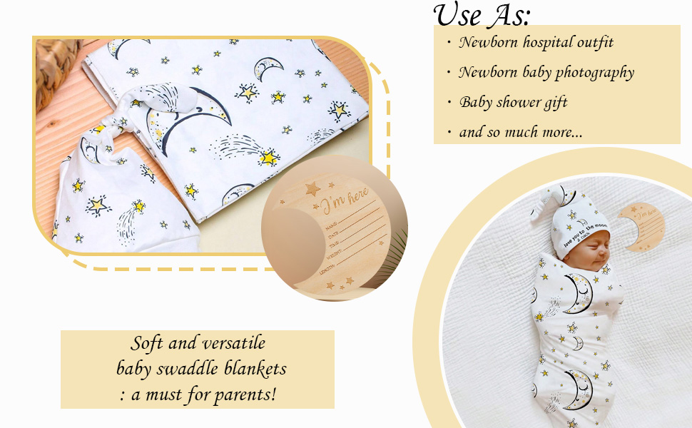 Baby Swaddle Blanket and Hat Set