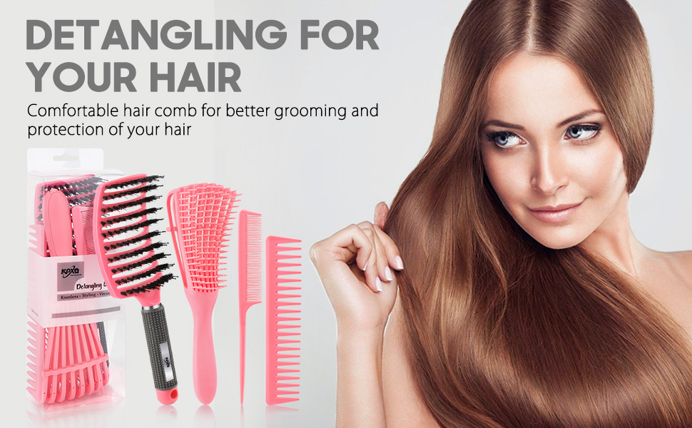 4pcs Detangling Brush Set for Afro America/African Hair