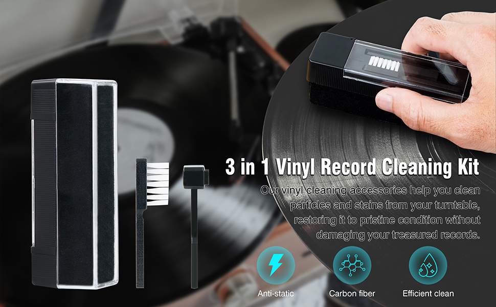 Jancane Vinyl Record Cleaning Kit, 3in1 Turntable Records