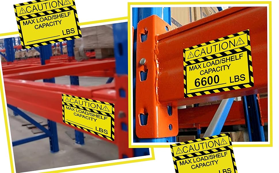 Pallet Rack Capacity Labels 3×4 Inch Caution MAX Load/Shelf