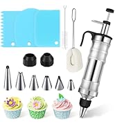 Dessert Decorating Syringe Set, Cake Decorating Gun Kit, Stainless Steel Icing Decoration Set wit...