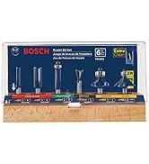 BOSCH RBS006 6-Piece 1/4 In. Shank Carbide-Tipped Multi-Purpose Router Bits Assorted Set with Inc...