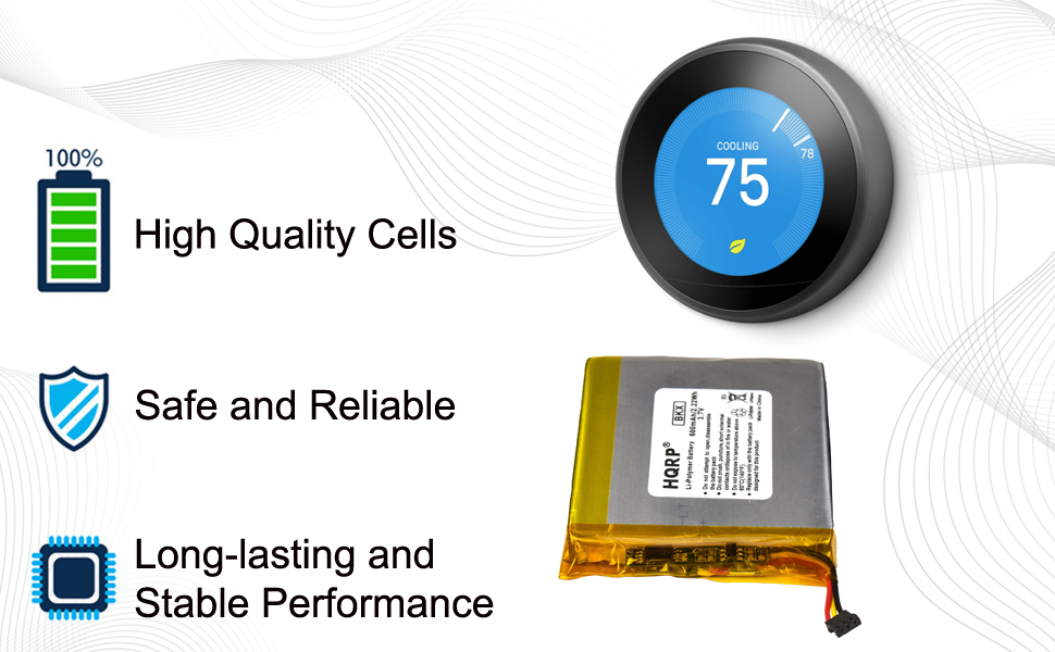 HQRP 600mAh Battery Compatible with Nest 3rd Generation, Nest 2rd Generation, NestE