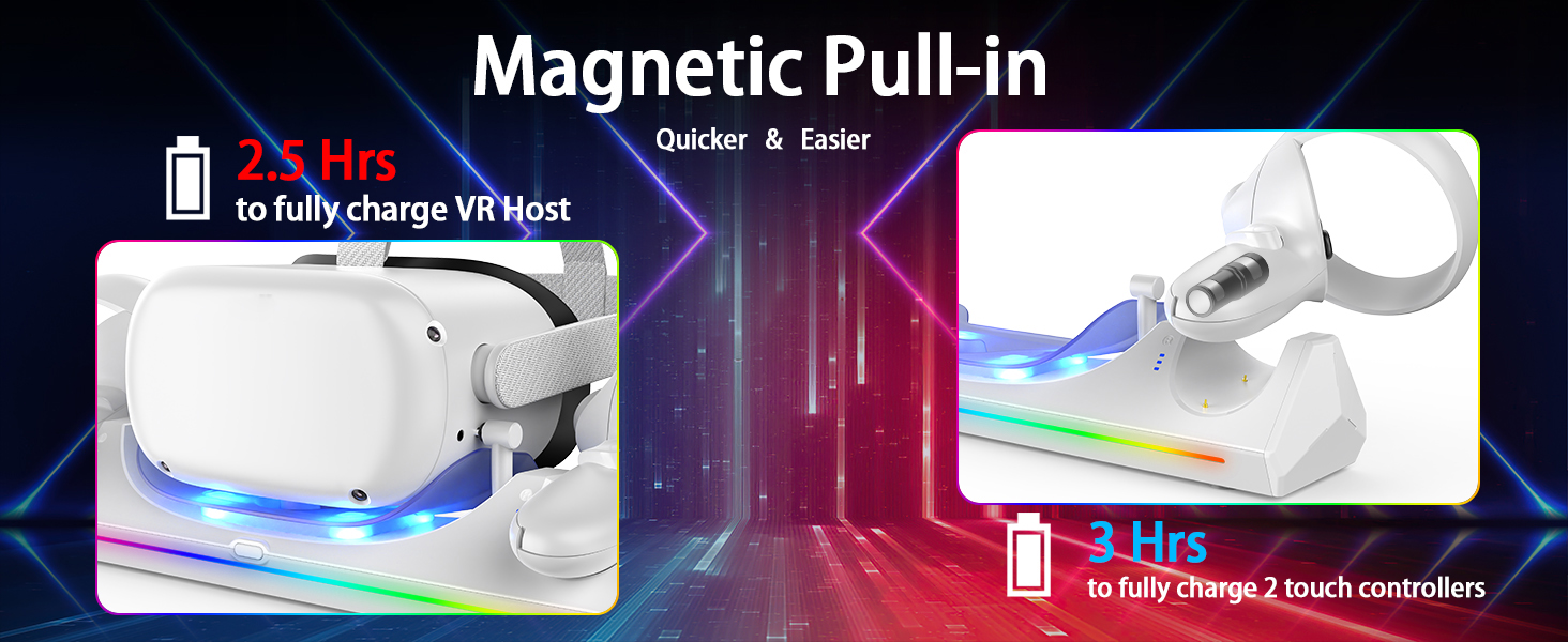 VR Charging Dock for Quest 2 Charging Stand for Oculus/Meta Quest 2 Magnetic Charging Station