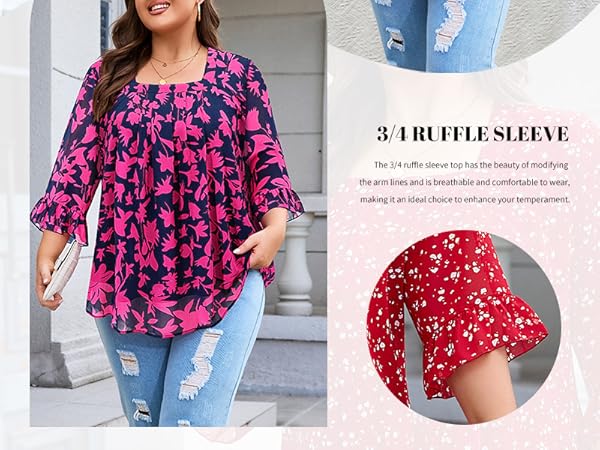 Siddhe Plus Size Dressy Tops For Women, Square Neck T Shirts