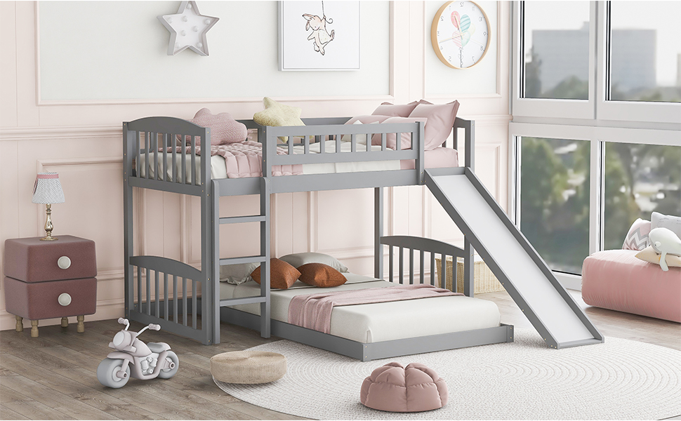 Harper & Bright Designs Twin Bunk Beds with Slide for Kids