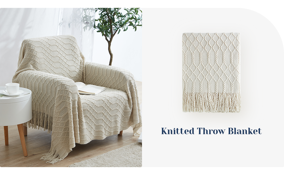 MOLLY ROCKY 100 Acrylic Knitted Throw Blanket Textured