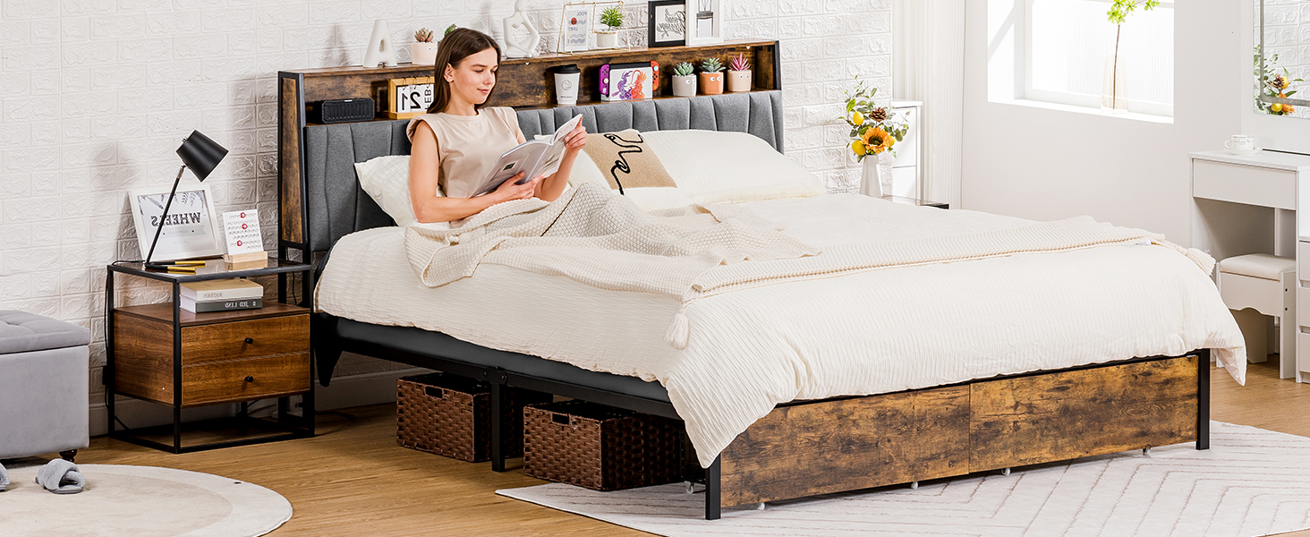 COMHOMA King Size Bed Frame, Platform Bed Frame with