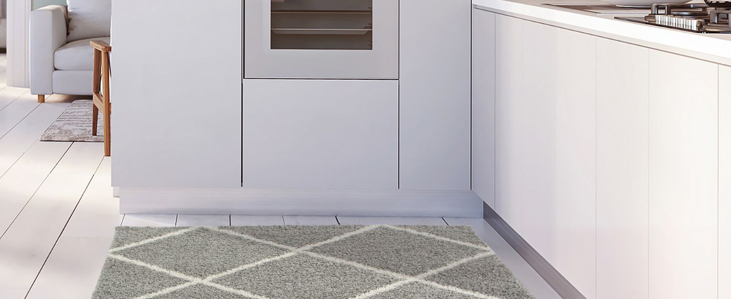 The Rugs Rug living room rug shaggy rug boho rug grey gray brown black trellis