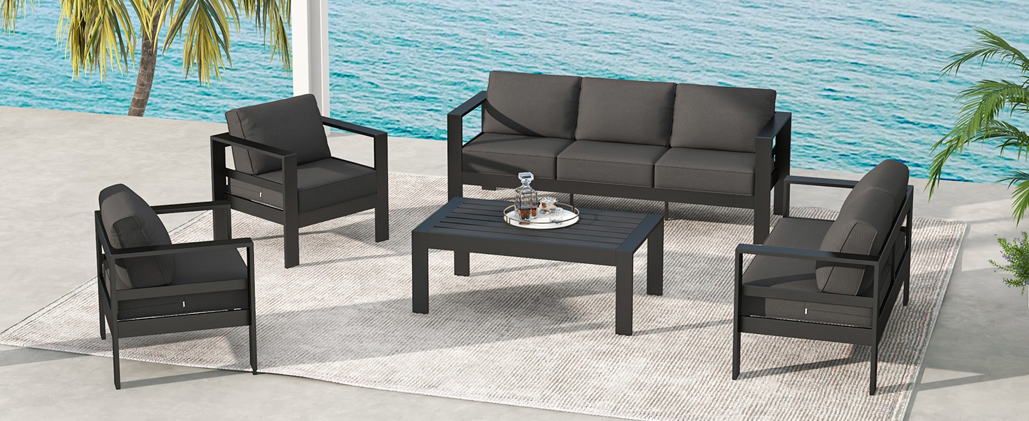 Betterhood Outdoor Aluminum Patio Furniture Set, 5 Pieces