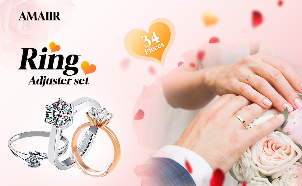 34PCS Ring Size Adjuster with Measuring Tool for Loose Rings, Invisible