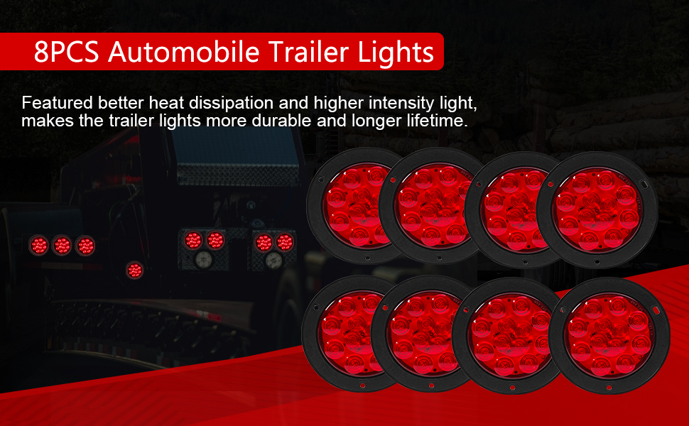 36DB 4 Inch Trailer Lights, 12 LED Round Trailer Light Kit