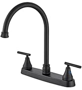 Cinwiny 2 Handle Kitchen Faucets Deck Mounted 3 Hole 8 Inch RV Kitchen Sink Faucet High Arc 360° ...