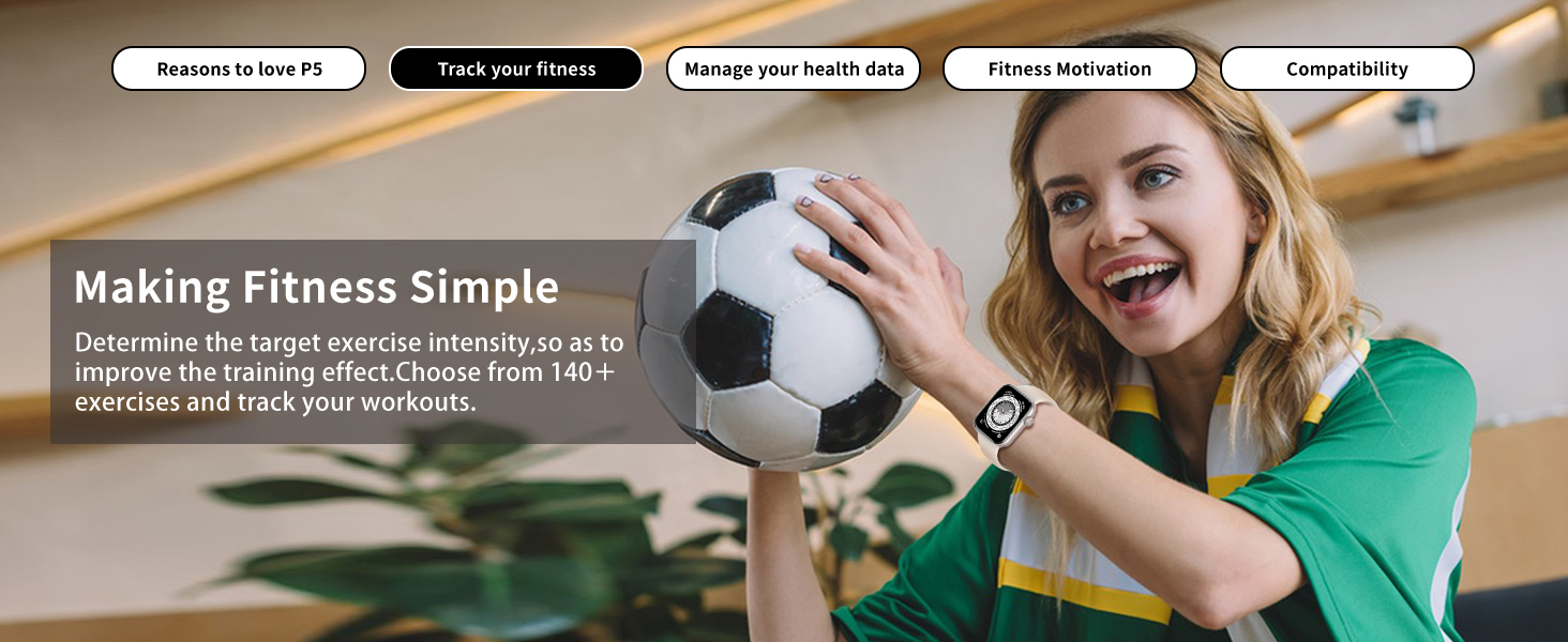 Fitness website interface showing navigation menu and header with a soccer ball and text 'Making Fitness Simple' against a warm-toned background.