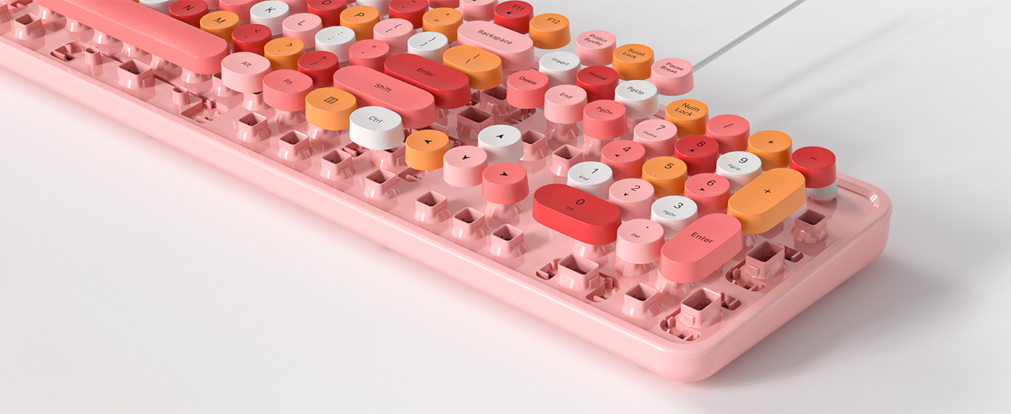 KNOWSQT Wired Computer Keyboard Pink Colorful FullSize