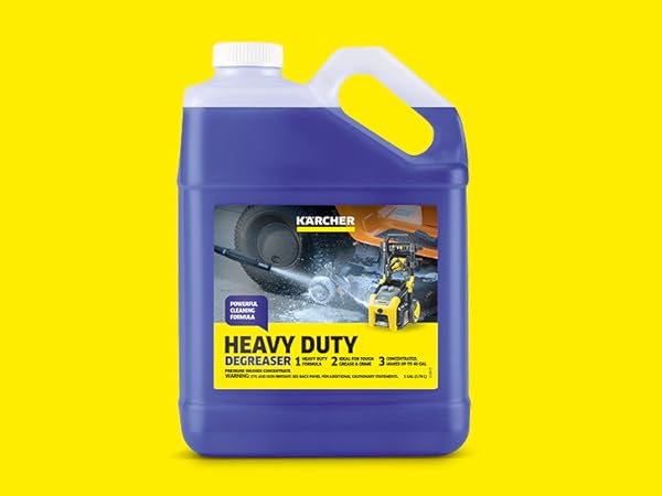 The Kärcher Heavy Duty Cleaner in front of yellow background