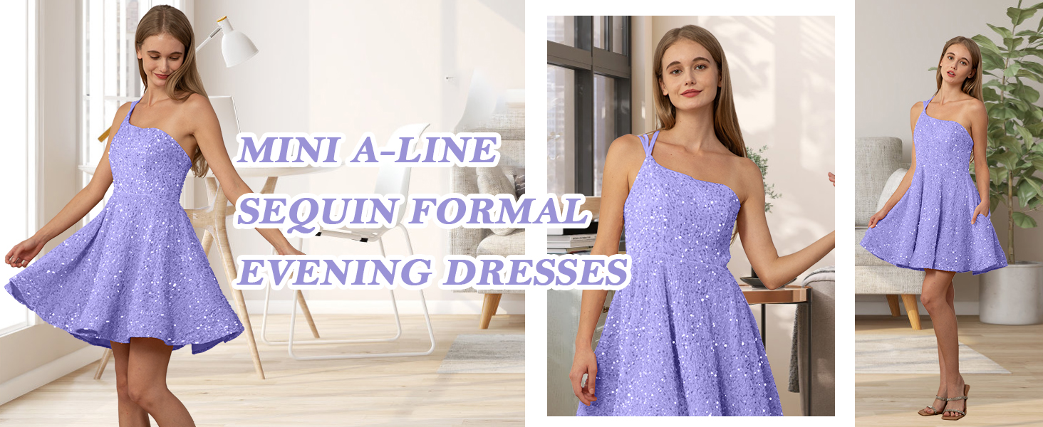 yinyyinhs One Shoulder Sequin Dresses for Teens