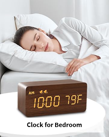 MOSITO Digital Wooden Alarm Clock with W... 19 Clock for Bedroom