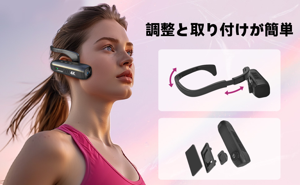 CAMMHD C2-32G ビデオカメラ 4K ボディカメラ 2200mAh CAMMHD ハンズフリーカメラ 4K ビデオカメラ 2200mAh 5〜7時間の