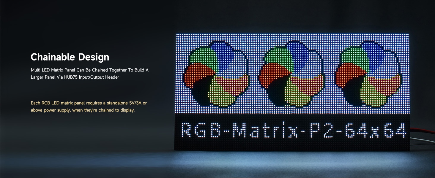 Waveshare RGB Full-Color LED Matrix Panel 2mm Pitch 64x64 Pixels ...