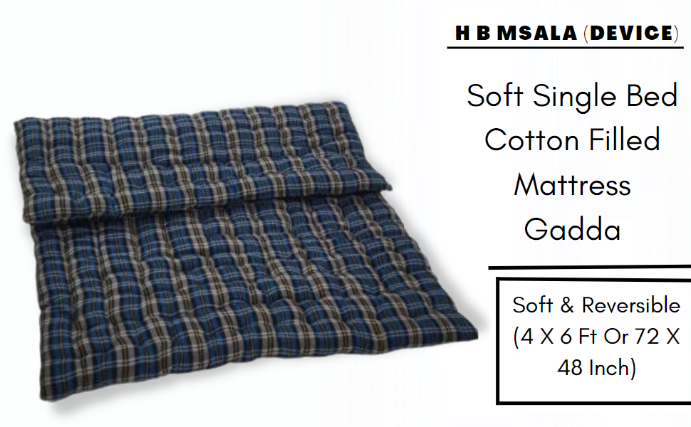 H B MSALA (DEVICE) Soft Single Bed Cotton Filled Mattress Gadda Soft