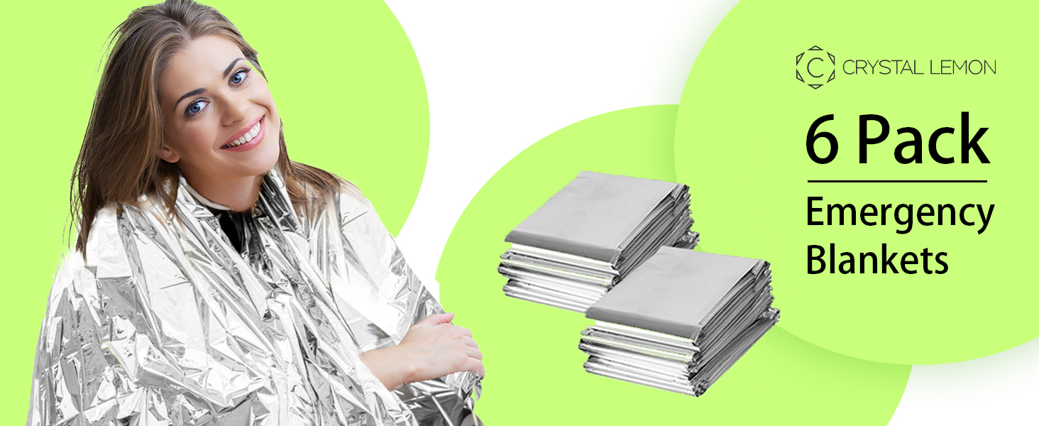 C CRYSTAL LEMON Emergency Blankets, 6 Pack Emergency