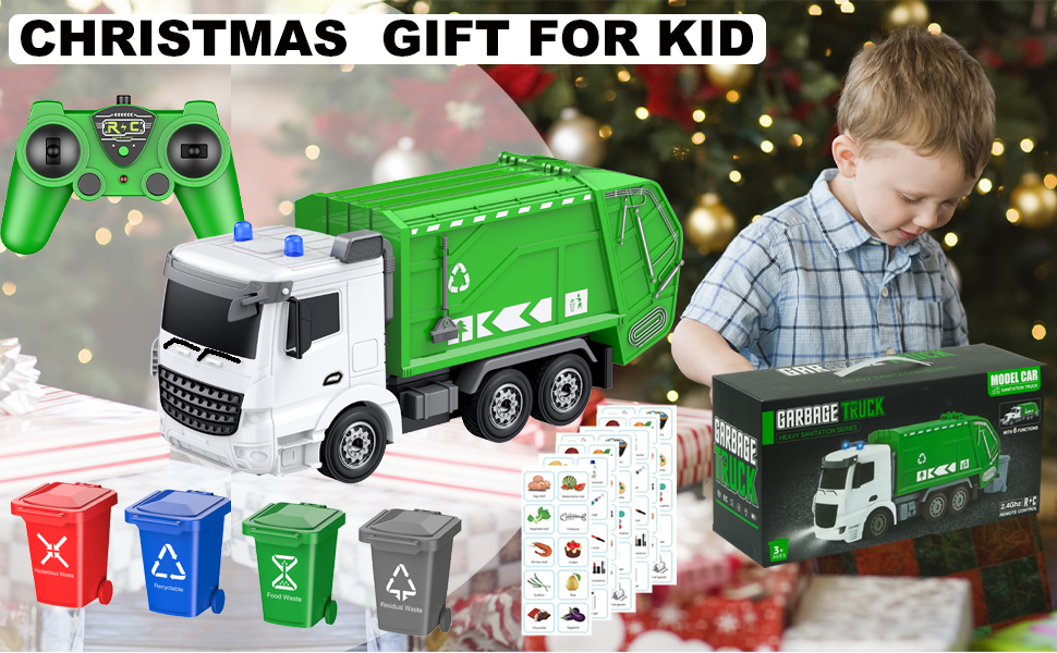 CALEST 2.4Ghz Remote Control Garbage Truck Toys,1/24 RC