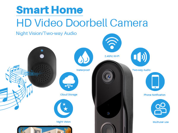 Amazon.com: 2.4GHz WiFi Smart Video Doorbell with Wireless