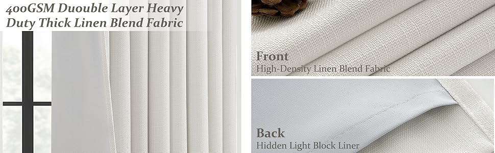 PleatedDrapes Full Blackout Beige White Curtains