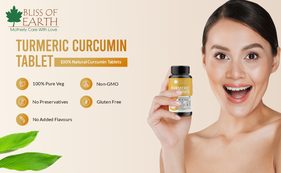 Bliss of Earth High Potency Turmeric Curcumin Extract Tablets 500mg