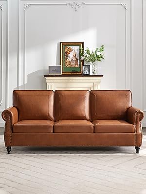 Amazon.com: WILLOVE 79'' Faux Leather Sofa, Classic 3 Seater